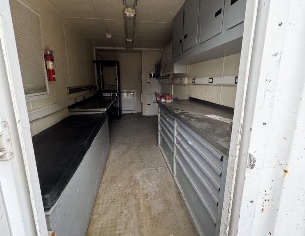 The inside view of a surplus shipping container for sale from Boyer Equipment in Houston, TX.