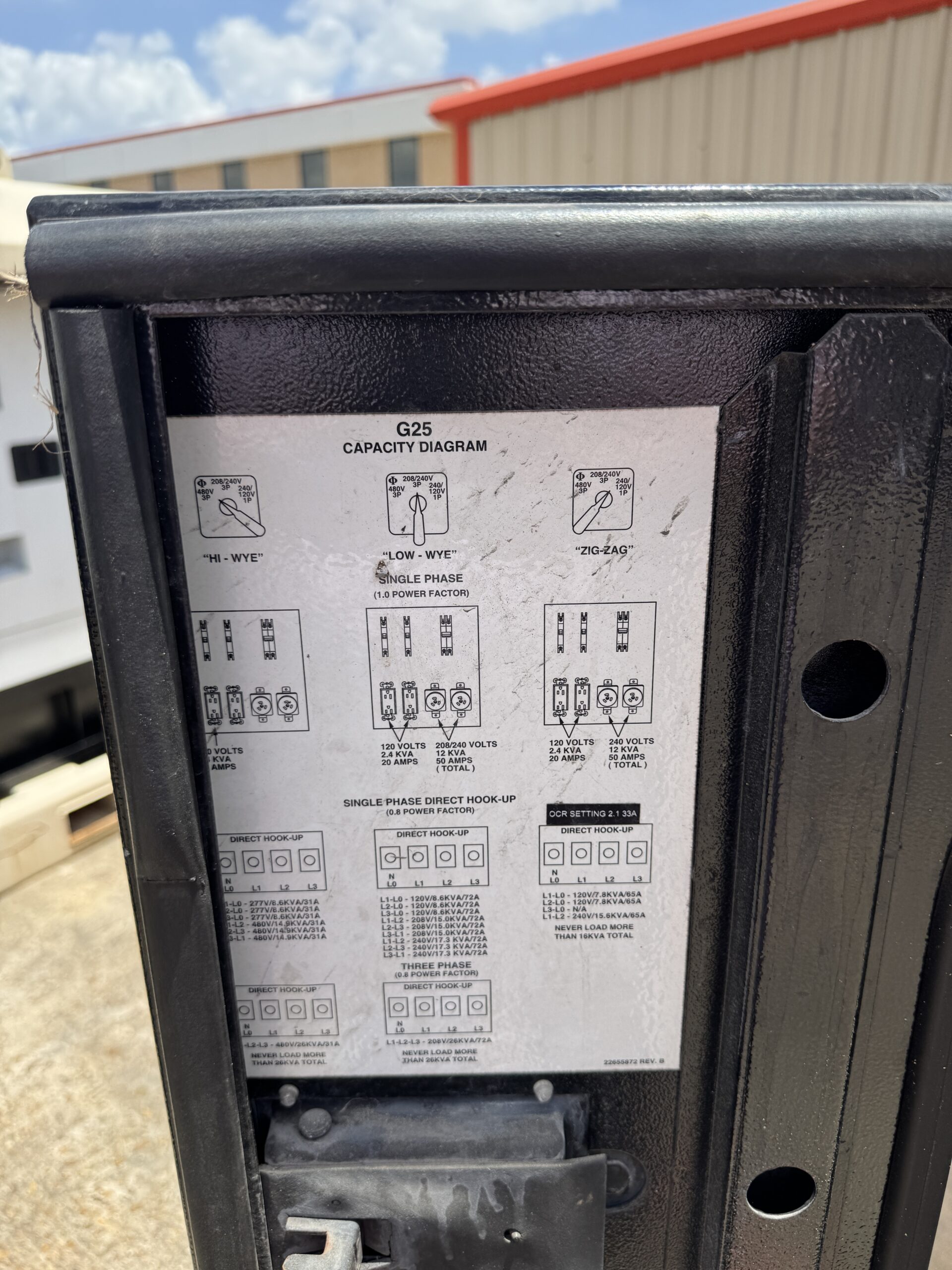 Up close view 2 of used Doosan G25 20KW skid generator #7678 for sale in Houston, TX