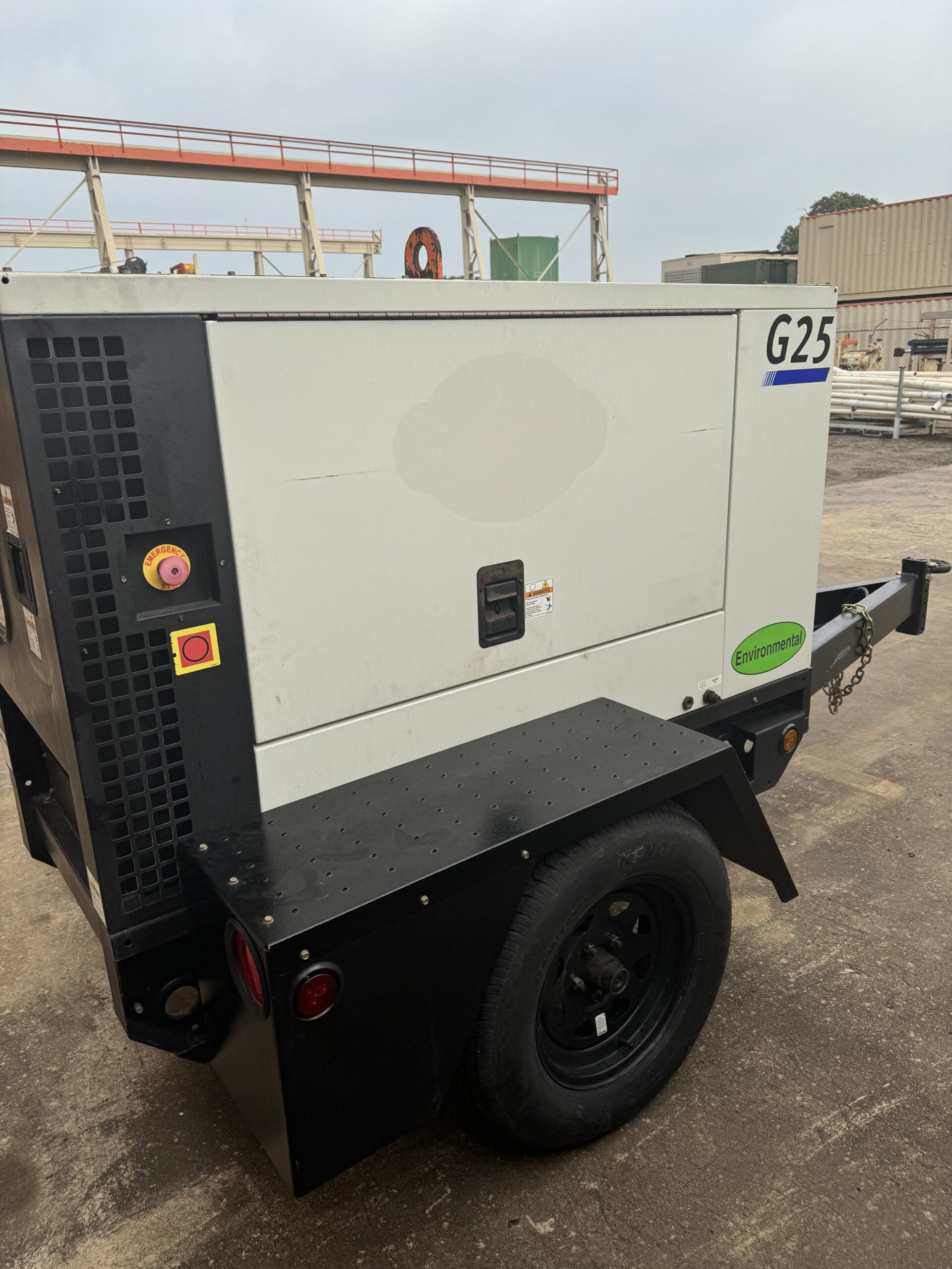 Side View of Low hours Doosan generator Houston, Road-ready 30KW mobile power unit